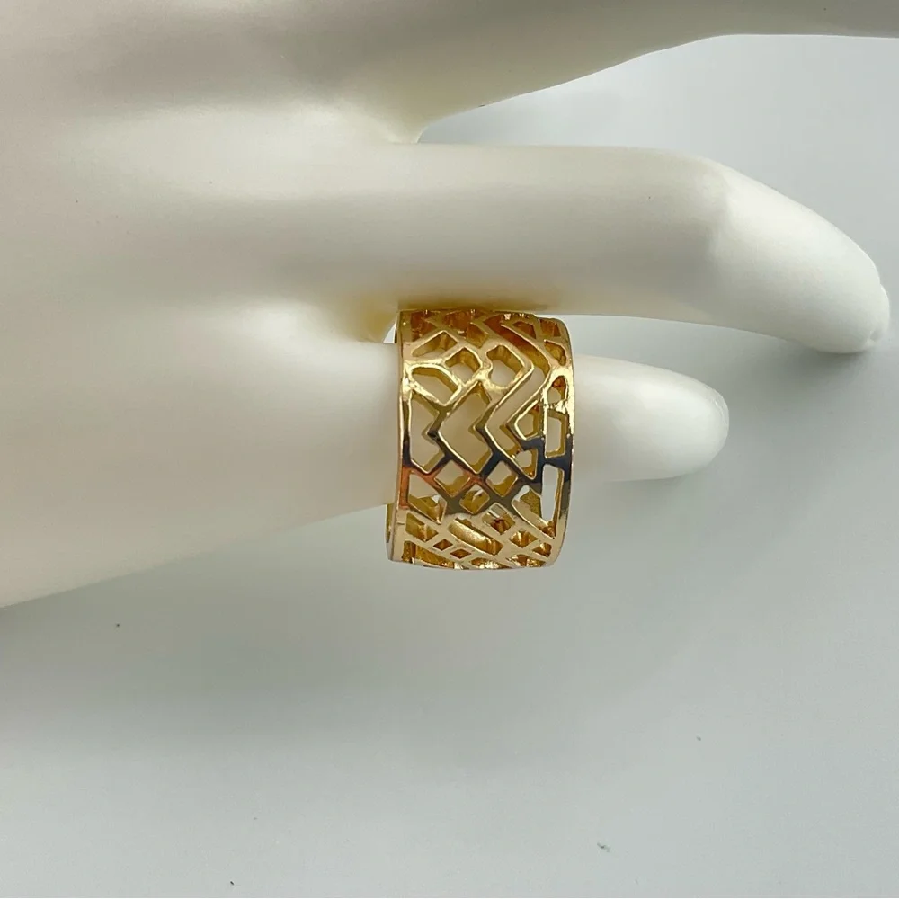 Gold Geometric Ring, Statement Ring, Mod, Plated